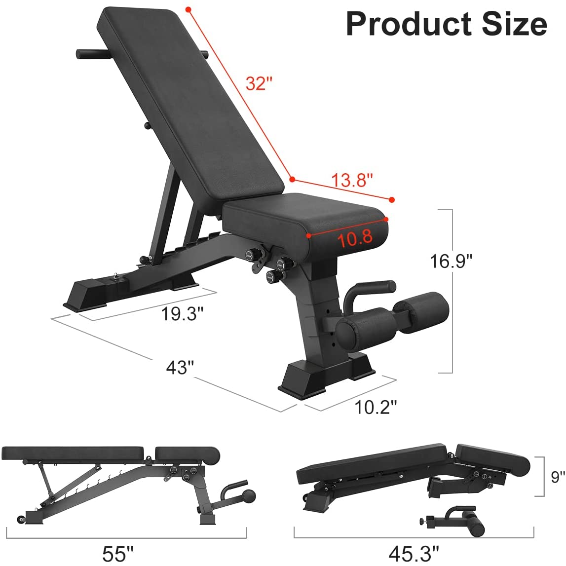 Adjustable Incline/Decline Gym Weight Bench